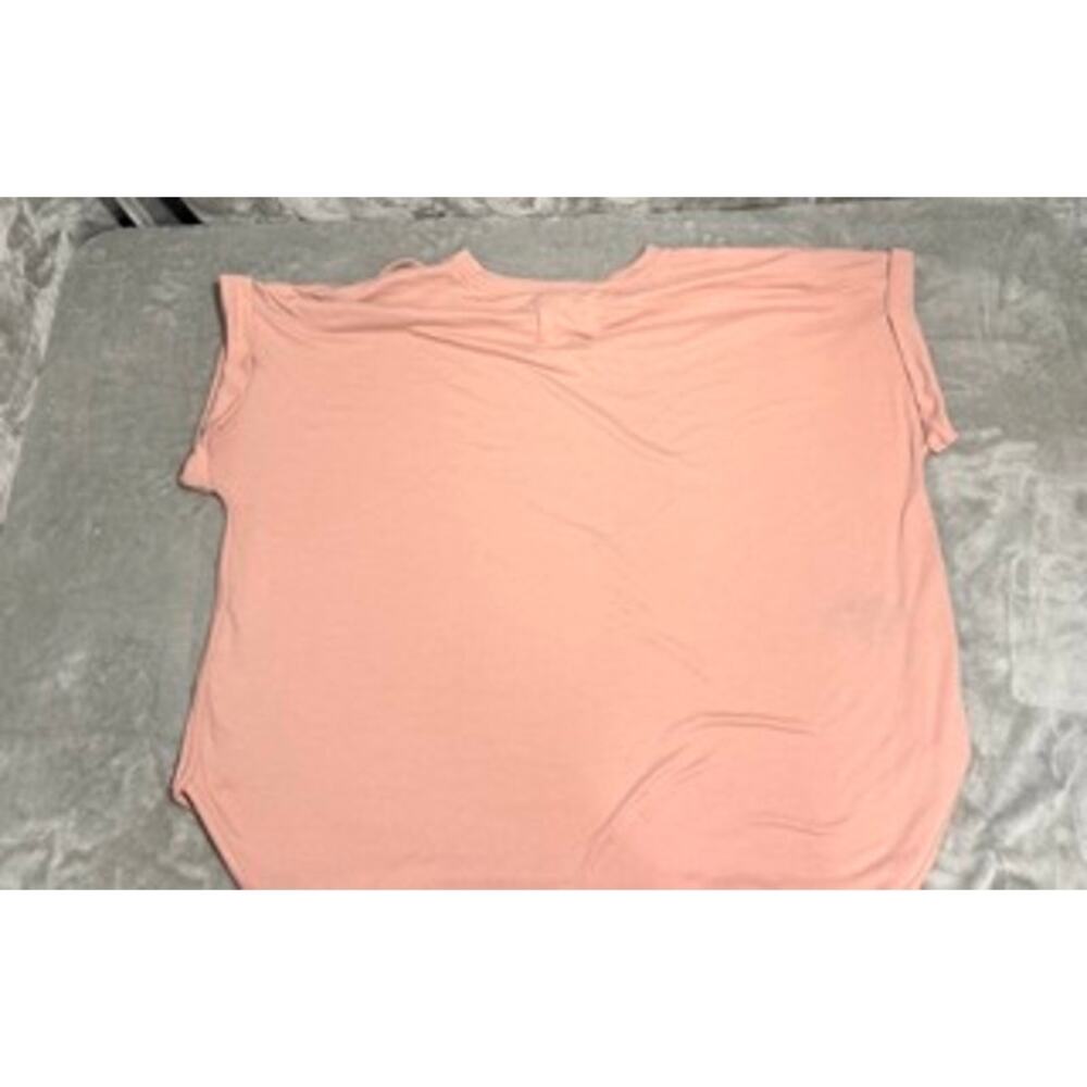 Cupio Blush Pink Lace-Up Shoulder Knit Top 2X Soft Short Sleeve Plus Size - Picture 2 of 9